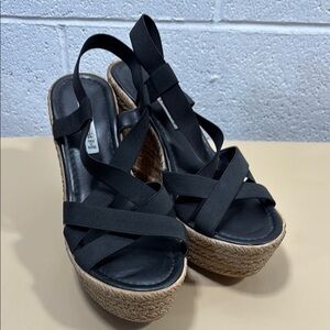 Black Strappy Wedge Sandals by Charles David​​​​​
